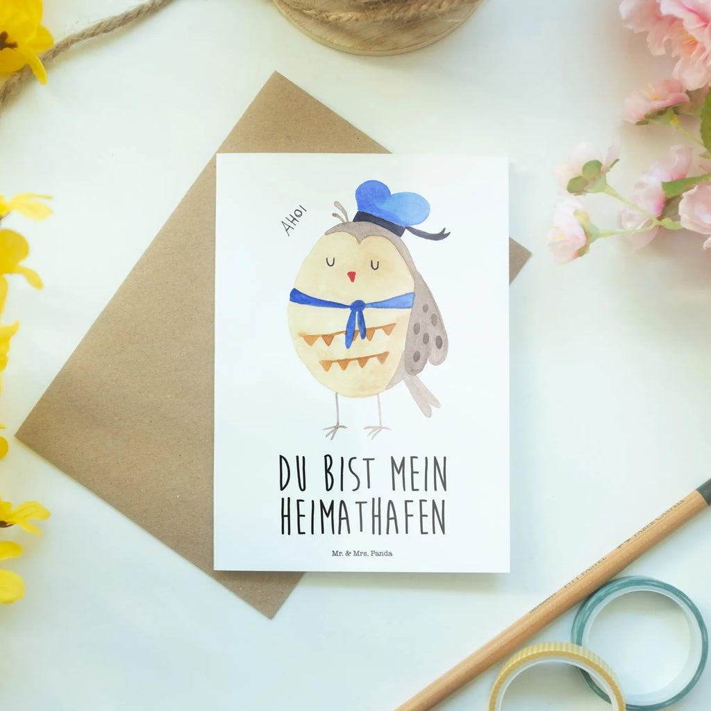 Greetings card Owl sailor neujahrskarte, vatertagskarte, hochzeitskarten, Motivkarte, valentinstagskarte, Glückwunschkarte, osterkarten, genesungskarte, dankeskarten, glückwunschkarten, einladungskarten, weihnachtskarten, firmungskarte, Beileidskarte, abiturkarte, Klappkarte, Grußkarten, osterkarte, babykarte, spruchkarte, Grußkarte, kommunionskarte, jubiläumskarte, Eule, Eule Deko, Matrose, Eule Spruch, Owl, Freundin, Hochzeitstag Geschenk, Seefahrer, Wortspiel Lustig, Ehe, Heimathafen