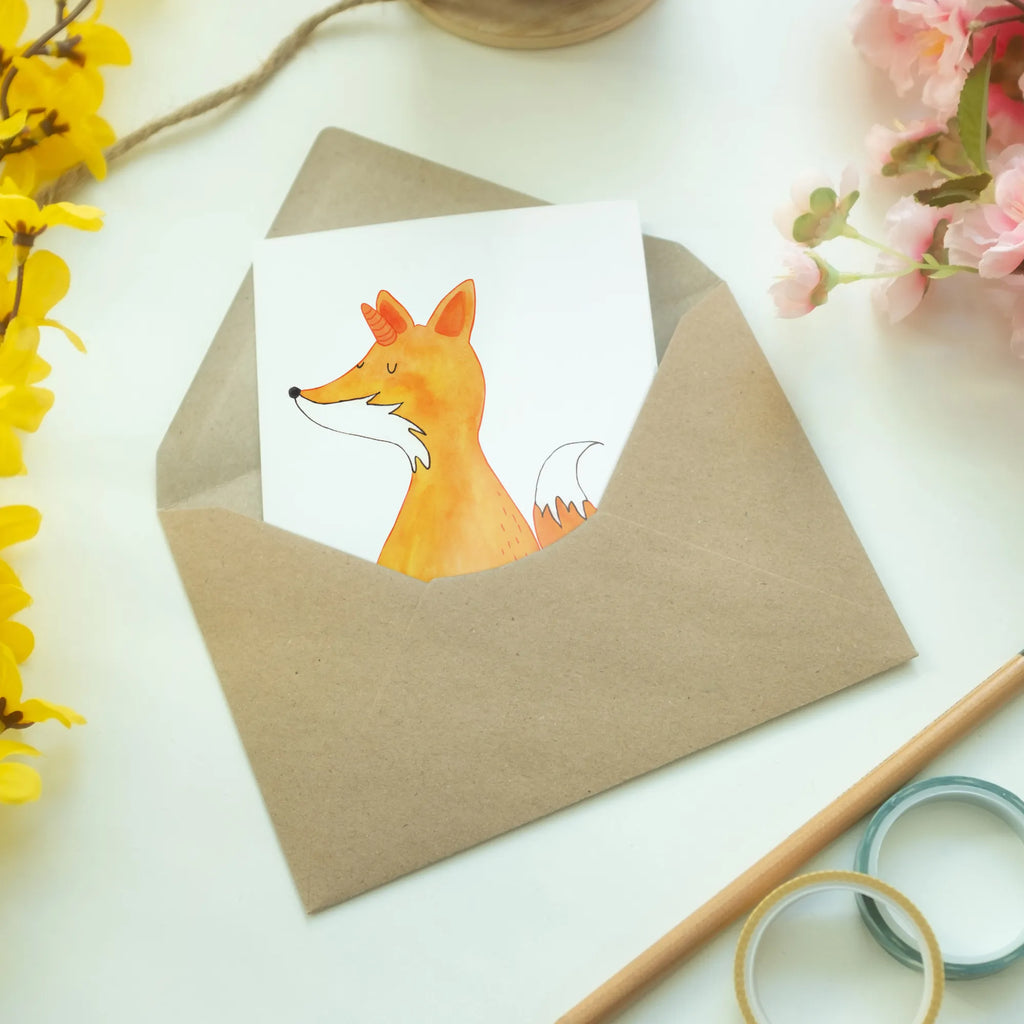 Greetings card unicorn Wish Hochzeitskarte, Einladungskarte, Klappkarte, Ansichtskarten, Geburtstagskarte, Grußkarte, Karte, Glückwunschkarte, Einhorn, Einhörner, Einhorn Deko, Unicorn, Fuchshörnchen, Füchse, Fuchshorn, Fuchs, Foxycorn, Unicorns