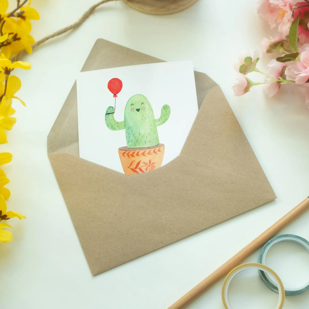 Greetings card cactus balloon wedding card, invitation card, greeting card, folding card, birthday card, cactus, cactuses, plants, cactus plant, small green cactus, cacti, new start, stress, joy, girlfriend, office life, office, education, boyfriend, balloon, exam