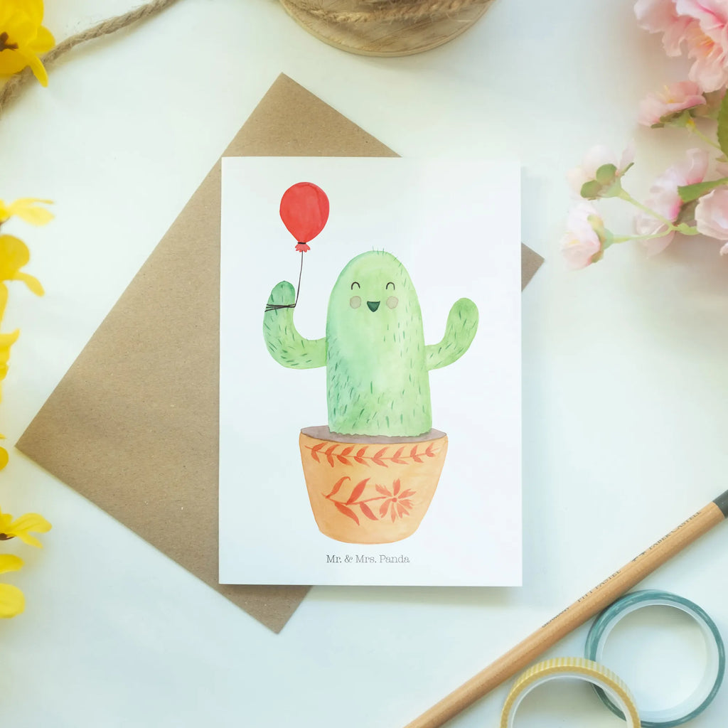 Greetings card cactus balloon wedding card, invitation card, greeting card, folding card, birthday card, cactus, cactuses, plants, cactus plant, small green cactus, cacti, new start, stress, joy, girlfriend, office life, office, education, boyfriend, balloon, exam