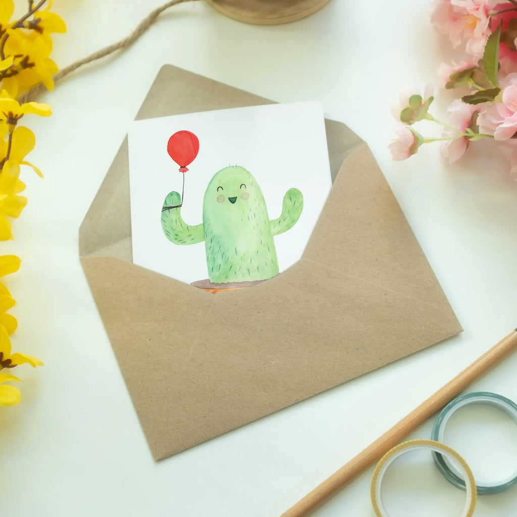 Greetings card cactus balloon wedding card, invitation card, greeting card, folding card, birthday card, cactus, cactuses, plants, cactus plant, small green cactus, cacti, new start, stress, joy, girlfriend, office life, office, education, boyfriend, balloon, exam