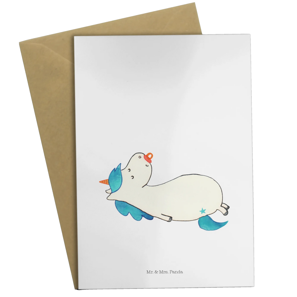 Grußkarte Einhorn Schnullie Hochzeitskarte, Glückwunschkarte, Geburtstagskarte, Grußkarte, Klappkarte, Karte, Ansichtskarten, Einladungskarte, Einhorn, Einhörner, Einhorn Deko, Unicorn, Geburtstag, Geschenk Geburt, Säugling, Mutter, Schnuller, Geburt, Baby, Mama, Kleinkind