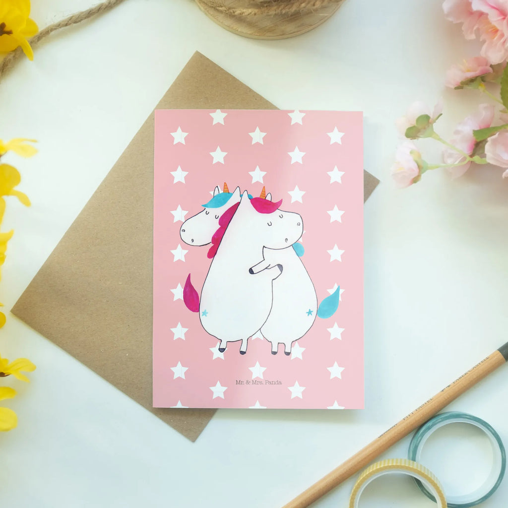 Greetings card unicorns Embrace Glückwunschkarte, Grußkarte, Ansichtskarten, Einladungskarte, Hochzeitskarte, Klappkarte, Geburtstagskarte, Karte, Einhorn, Einhörner, Einhorn Deko, Unicorn, Schwestern, Freundinnen, Schwester, Liebe, Freundin, BFF, Familie, Geschwister, Sister