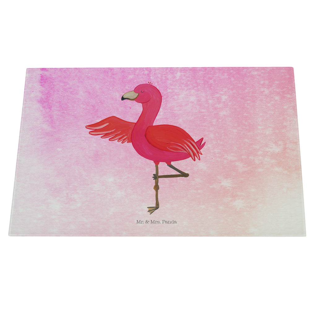 Glasschneidebrett Flamingo Yoga Glasschneidebrett, Schneidebrett, Flamingo, Vogel, Yoga, Namaste, Achtsamkeit, Yoga-Übung, Entspannung, Ärger, Aufregen, Tiefenentspannung