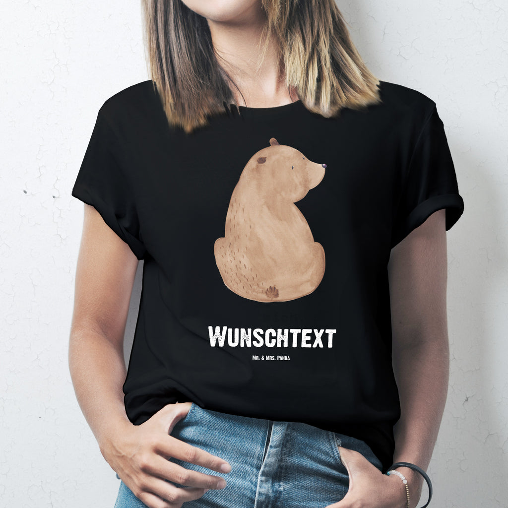 Personalisiertes T-Shirt Bär Schulterblick T-Shirt Personalisiert, T-Shirt mit Namen, T-Shirt mit Aufruck, Männer, Frauen, Bär, Teddy, Teddybär, Selbstachtung, Weltansicht, Motivation, Bären, Bärenliebe, Weisheit