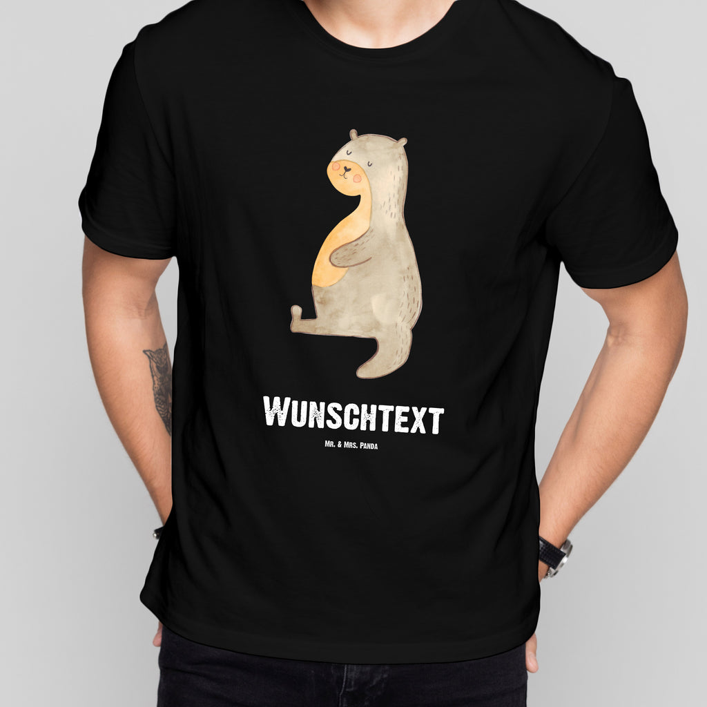 Personalisiertes T-Shirt Otter Bauch T-Shirt Personalisiert, T-Shirt mit Namen, T-Shirt mit Aufruck, Männer, Frauen, Wunschtext, Bedrucken, Otter, Fischotter, Seeotter, Otter Seeotter See Otter