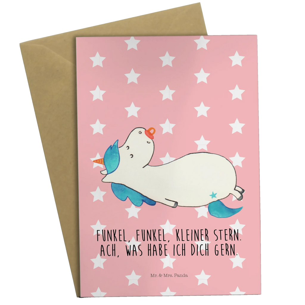 Grußkarte Einhorn Schnullie Hochzeitskarte, Glückwunschkarte, Geburtstagskarte, Grußkarte, Klappkarte, Karte, Ansichtskarten, Einladungskarte, Einhorn, Einhörner, Einhorn Deko, Unicorn, Geburtstag, Geschenk Geburt, Säugling, Mutter, Schnuller, Geburt, Baby, Mama, Kleinkind