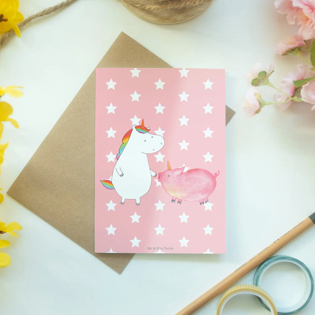 Greetings card unicorn Pig Einladungskarte, Glückwunschkarte, Grußkarte, Hochzeitskarte, Klappkarte, Geburtstagskarte, Karte, Ansichtskarten, Einhorn, Einhörner, Einhorn Deko, Unicorn, Freundschaft, Schweinhorn, Schwein, Freundin, Schweinchen