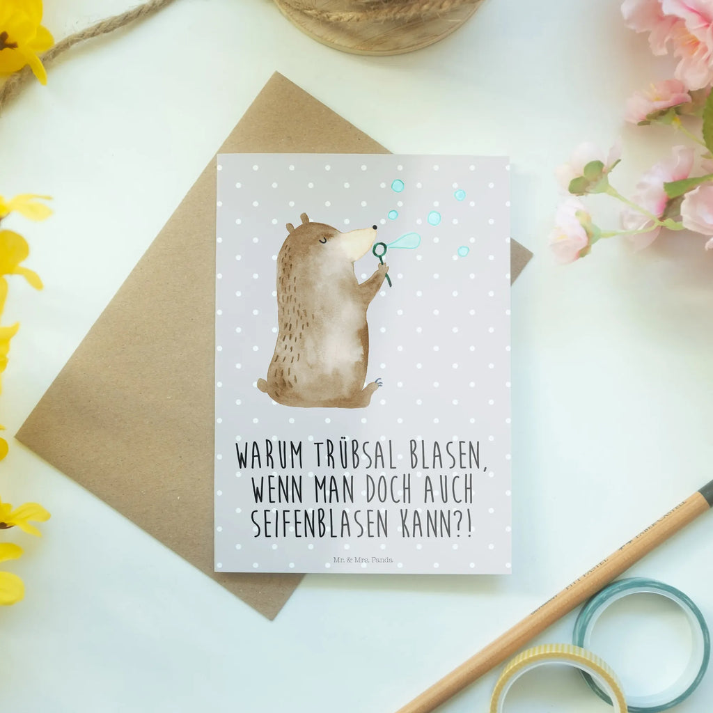 Greetings card bear soap bubbles Einladungskarte, Hochzeitskarte, Klappkarte, Ansichtskarten, Karte, Geburtstagskarte, Glückwunschkarte, Grußkarte, Bär, Teddy, Teddybär, Seifenblasen Bär Lustig Sein Glücklich Traurig Happy
