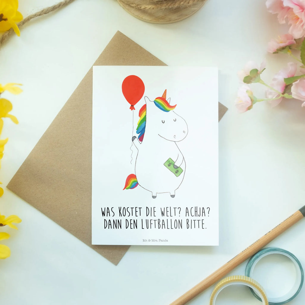 Grußkarte Einhorn Luftballon kommunionskarte, Beileidskarte, Motivkarte, weihnachtskarten, abiturkarte, glückwunschkarten, hochzeitskarten, babykarte, osterkarten, Glückwunschkarte, Klappkarte, Grußkarten, firmungskarte, osterkarte, einladungskarten, vatertagskarte, dankeskarten, jubiläumskarte, spruchkarte, valentinstagskarte, Grußkarte, neujahrskarte, genesungskarte, Einhorn, Einhörner, Einhorn Deko, Unicorn, Freundin, Luftballon, Geld, Lebenslust, Freude, Geschenk