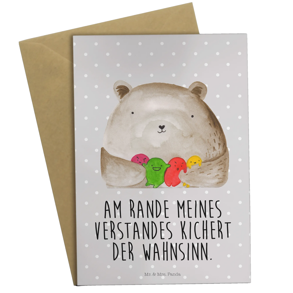 Greetings card bear Feeling Grußkarte, Hochzeitskarte, Klappkarte, Karte, Einladungskarte, Ansichtskarten, Glückwunschkarte, Geburtstagskarte, Bär, Teddy, Teddybär, Durchgedreht, Wahnsinn, Verrückt