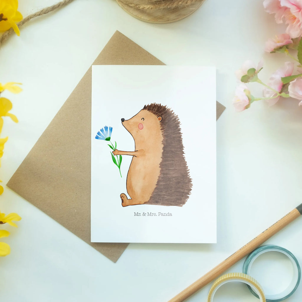 Greetings card Hedgehog Flower Grußkarte, Ansichtskarten, Glückwunschkarte, Einladungskarte, Klappkarte, Hochzeitskarte, Karte, Geburtstagskarte, Tiermotive, Gute Laune, lustige Sprüche, Tiere, Igel, Krankenhaus, Genesungswünsche, Gute Besserung, Krankheit, Besuch, krank