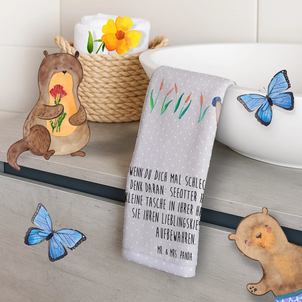 Hand towel otter Stone bathroom, big, bath towel, Towel, children, baby, towels, otter, marten, sea otter, European otter, water mammal, aquatic animal, baby otter, predator, water, otter gifts, animal lover, gift ideas for animal lovers, animal, mammal, water animal, gifts for people in love, Otter Sea Otter Lake Otter