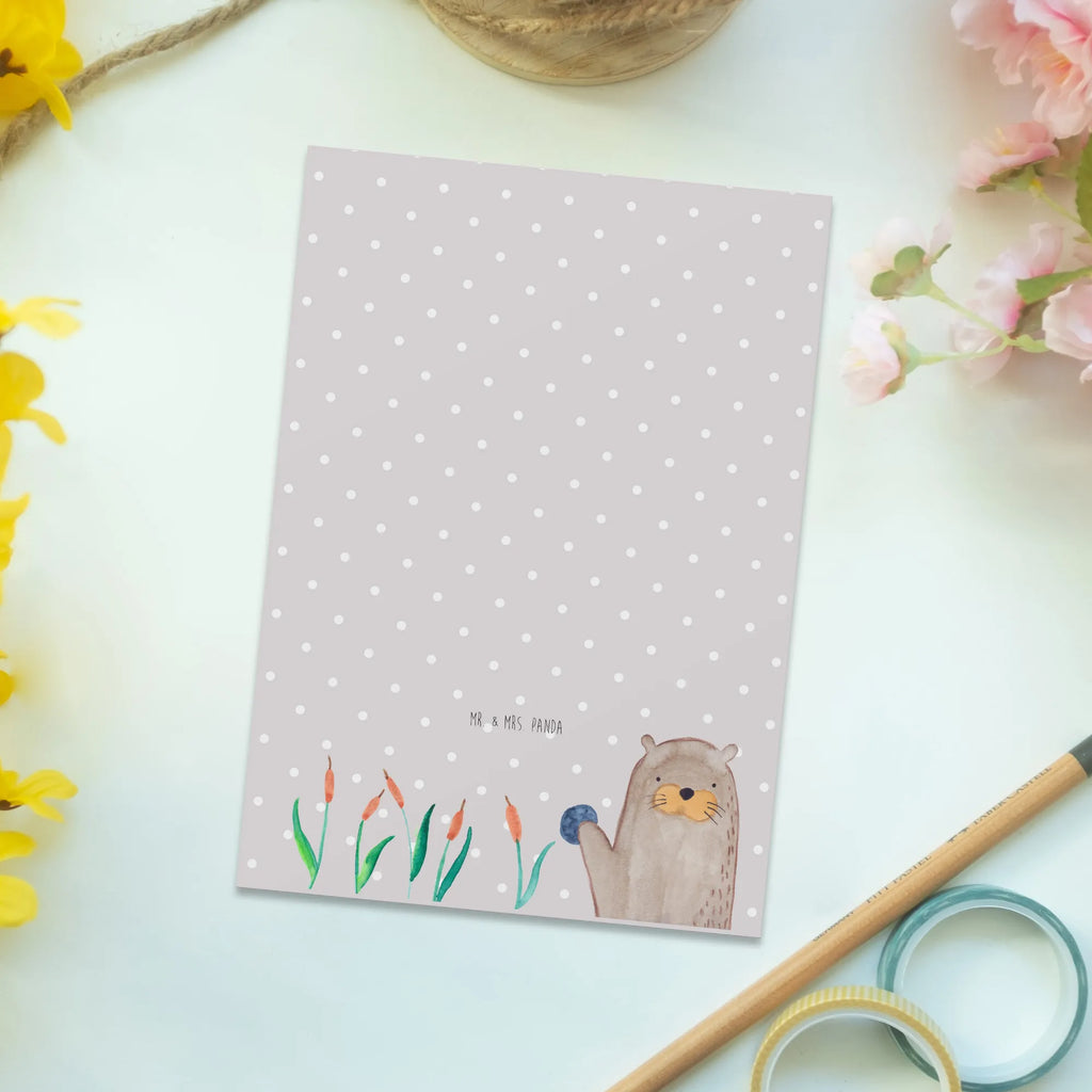 Pocztówka wydra kamień Kuna, wydra, morska wydra