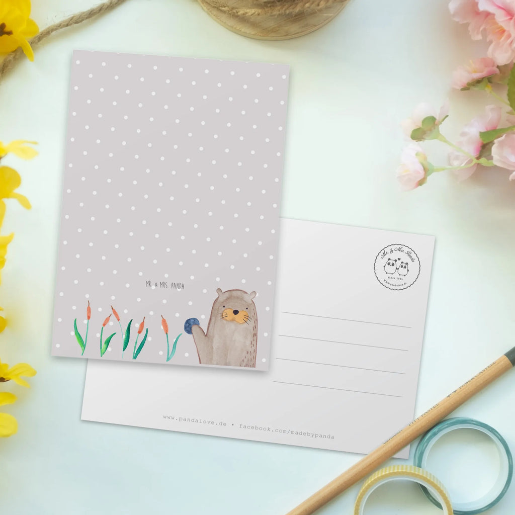 Pocztówka wydra kamień Kuna, wydra, morska wydra