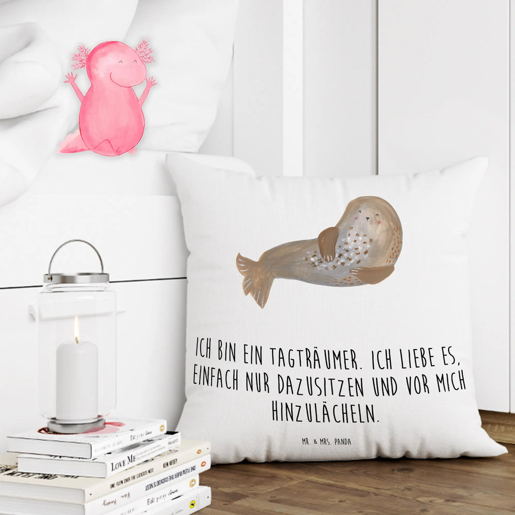 Cushion seal Laugh pad, bedroom, fluffy, 40 x 40, couch, pillows, settee, pillow case, sofa, cushion, Pillow, 40x40, bed, soft, small animals, cute, funny, cute animal motives, hand drawn, small world, funny sayings, good mood, happy, gifts, gift ideas, special gifts, animal lover, card, Beach, North Sea, Baltic Sea, Seal, Sea animal, Seals