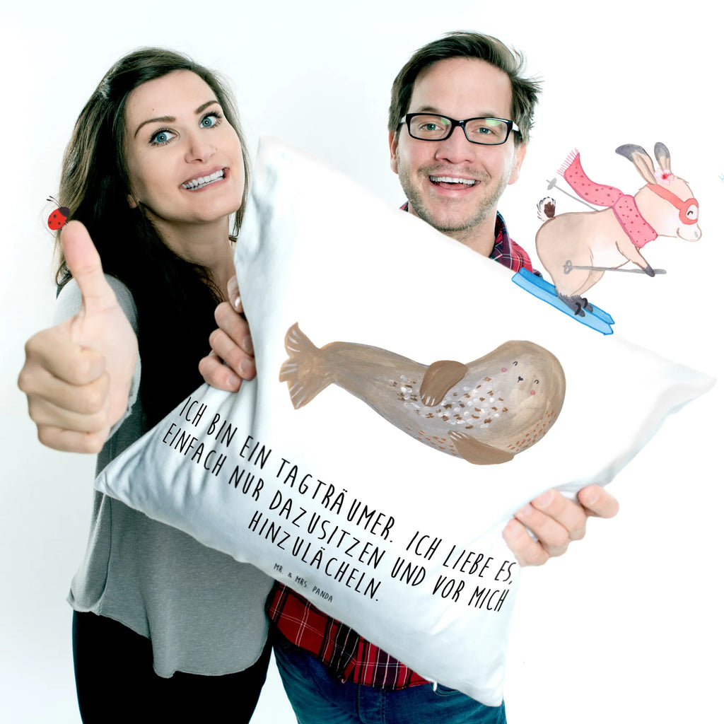 Cushion seal Laugh pad, bedroom, fluffy, 40 x 40, couch, pillows, settee, pillow case, sofa, cushion, Pillow, 40x40, bed, soft, small animals, cute, funny, cute animal motives, hand drawn, small world, funny sayings, good mood, happy, gifts, gift ideas, special gifts, animal lover, card, Beach, North Sea, Baltic Sea, Seal, Sea animal, Seals