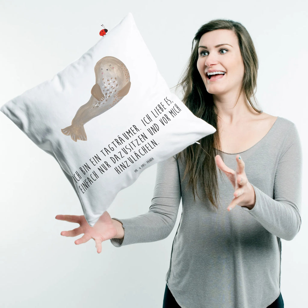 Cushion seal Laugh pad, bedroom, fluffy, 40 x 40, couch, pillows, settee, pillow case, sofa, cushion, Pillow, 40x40, bed, soft, small animals, cute, funny, cute animal motives, hand drawn, small world, funny sayings, good mood, happy, gifts, gift ideas, special gifts, animal lover, card, Beach, North Sea, Baltic Sea, Seal, Sea animal, Seals
