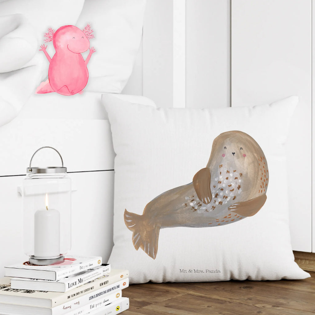Cushion seal Laugh pad, bedroom, fluffy, 40 x 40, couch, pillows, settee, pillow case, sofa, cushion, Pillow, 40x40, bed, soft, small animals, cute, funny, cute animal motives, hand drawn, small world, funny sayings, good mood, happy, gifts, gift ideas, special gifts, animal lover, card, Beach, North Sea, Baltic Sea, Seal, Sea animal, Seals