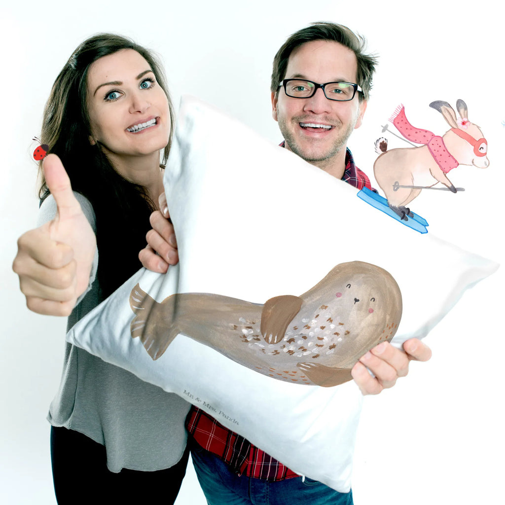 Cushion seal Laugh pad, bedroom, fluffy, 40 x 40, couch, pillows, settee, pillow case, sofa, cushion, Pillow, 40x40, bed, soft, small animals, cute, funny, cute animal motives, hand drawn, small world, funny sayings, good mood, happy, gifts, gift ideas, special gifts, animal lover, card, Beach, North Sea, Baltic Sea, Seal, Sea animal, Seals