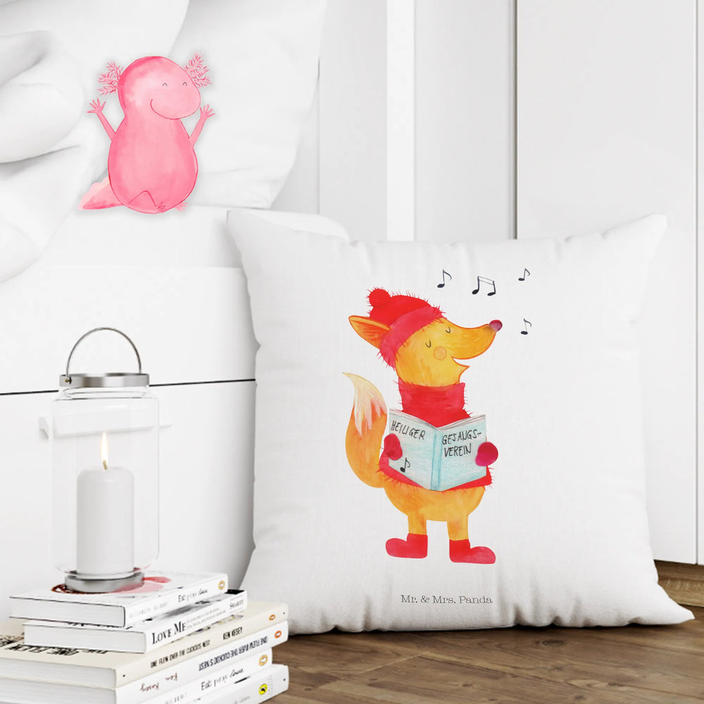 40x40 poduszka lis Śpiewak Zima, Boże Narodzenie, dekoracje świąteczne, Mikołaj, Adwent, Wigilia, zimowy motyw