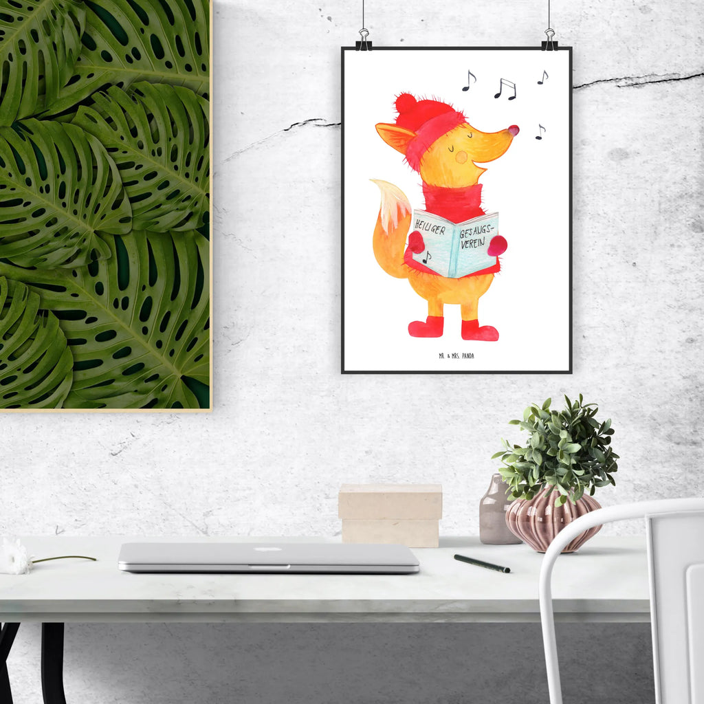 Poster Fuchs Sänger kunstposter, kunstdruck poster, Bild für Wand, Mr. & Mrs. Panda Poster, drucke, Kunstdruck, Posterdruck, grafikposter, kunst für die wand, Plakat, Bild, Wandbild, wanddeko, Poster, Wanddekoration, Wandschmuck, Designposter, Deko Bild, Wandposter, wandkunst, wanddruck, Wanddeko Bild, Wintermotiv, Heiligabend, Advent, Nikolaus, Weihnachtsdeko, Winter, Weihnachten, Geschenk Sänger, Füchse, Sänger, Fuchs, Singen, Weihnachtslieder