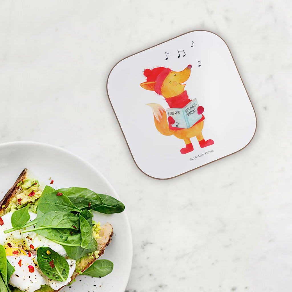 Square coaster Fox Singer Holzuntersetzer, Untersetzer für Gläser, Bierdeckel, Korkuntersetzer, Untersetzer Design, Untersetzer, Getränkeuntersetzer, Glasuntersetzer, Untersetzer aus Holz, Tassen Untersetzer, Untersetzer Holz, Untersetzer Gläser, Winter, Weihnachten, Weihnachtsdeko, Nikolaus, Advent, Heiligabend, Wintermotiv, Fuchs, Weihnachtslieder, Füchse, Sänger, Singen, Geschenk Sänger