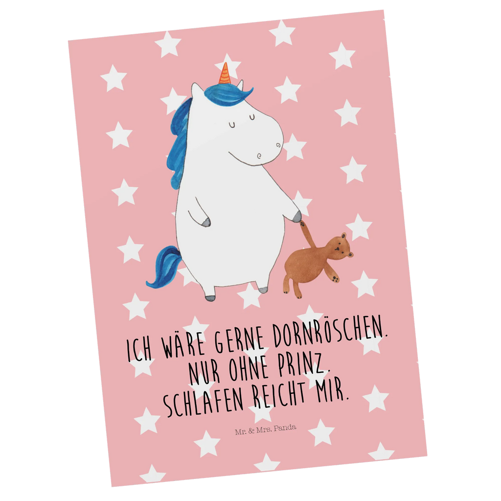 Postcard unicorn teddy letter, postcards, card, gift card, invitation card, gift, Postcard, invitation, paper, unicorn, unicorns, single, good night, child present, girlfriend, sleep, child gift, dreaming, bed, Unicorn, sweet, single life