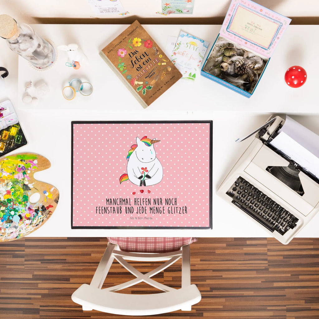 Desk pad unicorn Sad children, girl, office, underlay, Desk pad, desk, unicorn, unicorns, flower, love, friends, consoling, greeting card, Unicorn, grief, Friendship, glitter