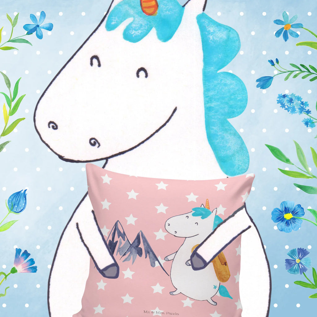 Cushion unicorn climber pillows, cushion, pad, 40x40, 40 x 40, sofa, soft, bed, couch, Pillow, settee, bedroom, pillow case, fluffy, unicorn, unicorns, mountains, adventurer, adventure, vacation, english, world traveler, travel, Einhorn, explorer, world trip, mountaineer