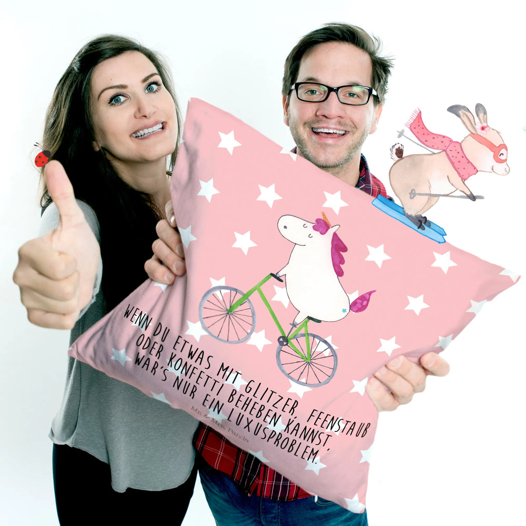 Cushion unicorn cyclist Pillow, settee, soft, fluffy, pad, bed, pillows, 40x40, couch, pillow case, bedroom, sofa, 40 x 40, cushion, unicorn, unicorns, present, cycling, luxury problem, fairy dust, love affliction, cyclist gift, confetti, grief, wheel, bike