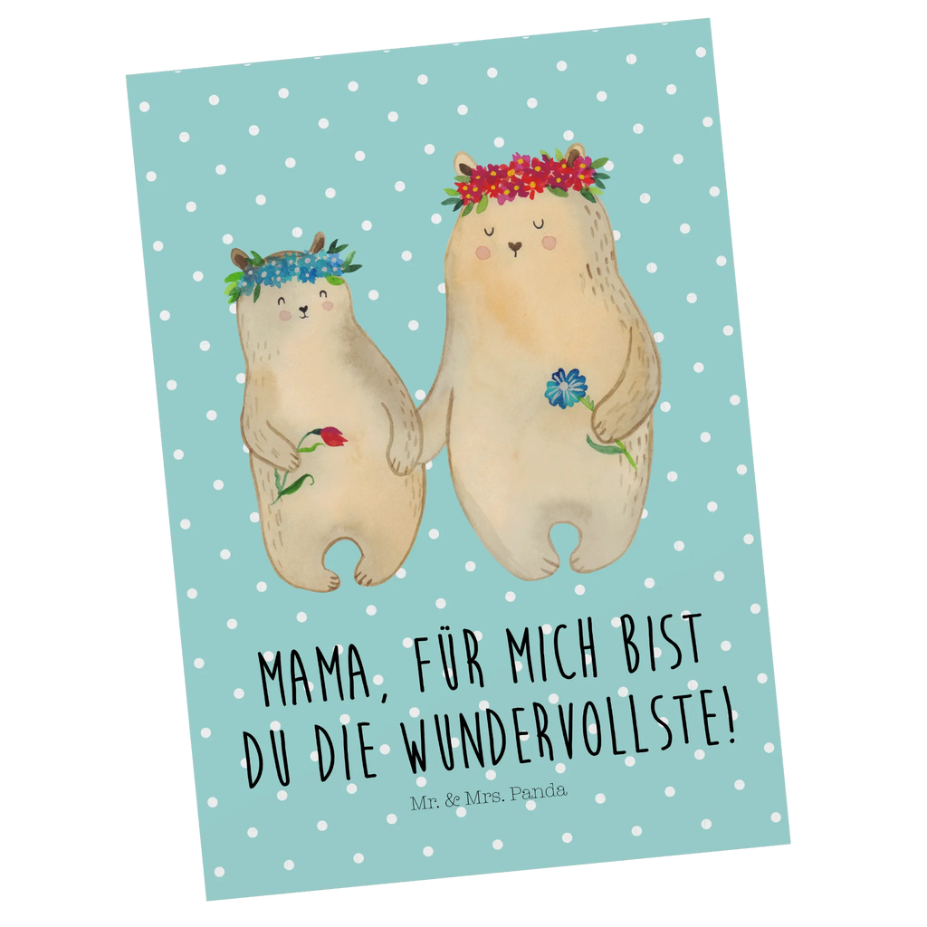Postcard Bears with flower crown kunstkarte, Designkarte, spruchkarte, Grußkarte, Postkarten, einzelkarte, Motivkarte, bildkarte, Fotokarte, Ansichtskarten, Kunstkarten, Ansichtskarte, Postkarte, Familie, Papa, Schwester, Mama, Opa, Oma, Muttertag, Vatertag, Bruder, Tochter, Lieblingsmama, Töchter, Vorbild, Bären, Mutter, Mami, Weltbeste Mama, Bär, Beste Mutter, Mutti, Geschenk Mama. Muttertag, Kind, Family, Kinder, Lieblingsmensch
