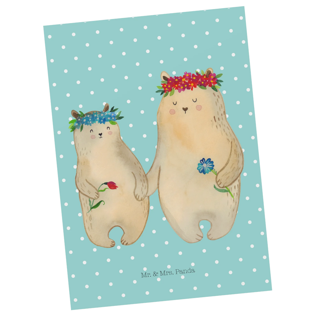 Postcard Bears with flower crown kunstkarte, Designkarte, spruchkarte, Grußkarte, Postkarten, einzelkarte, Motivkarte, bildkarte, Fotokarte, Ansichtskarten, Kunstkarten, Ansichtskarte, Postkarte, Familie, Papa, Schwester, Mama, Opa, Oma, Muttertag, Vatertag, Bruder, Tochter, Lieblingsmama, Töchter, Vorbild, Bären, Mutter, Mami, Weltbeste Mama, Bär, Beste Mutter, Mutti, Geschenk Mama. Muttertag, Kind, Family, Kinder, Lieblingsmensch