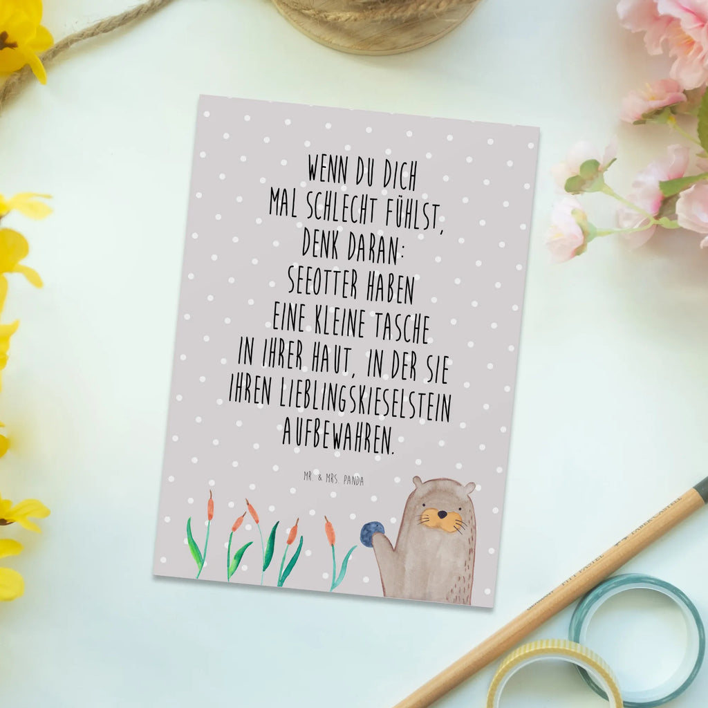 Pocztówka wydra kamień Kuna, wydra, morska wydra