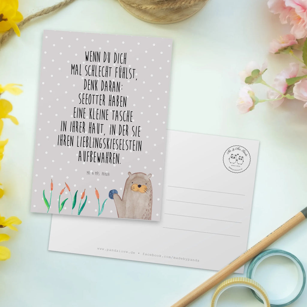 Pocztówka wydra kamień Kuna, wydra, morska wydra