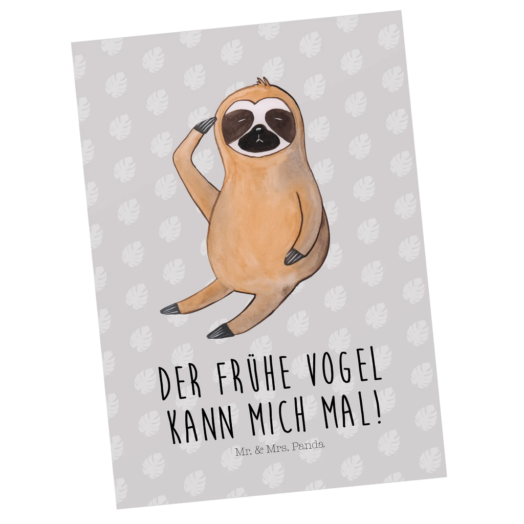 Postkarte Faultier Vogel spruchkarte, Designkarte, bildkarte, Grußkarte, Motivkarte, Ansichtskarten, einzelkarte, kunstkarte, Ansichtskarte, Postkarten, Kunstkarten, Postkarte, Fotokarte, Faultier Deko, Faultier, Faultier Geschenk, Vogel, Früher Vogel, Der Frühe Vogel, Lieblingstier, Faultierwelt, Faultiere, Spinner, Morgenmuffel, faul, Frühaufsteher