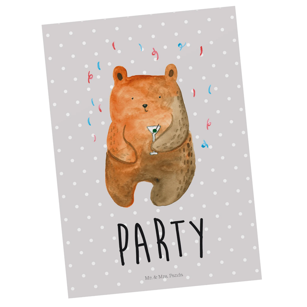 Postcard bear party kunstkarte, Postkarten, Designkarte, spruchkarte, bildkarte, Fotokarte, Motivkarte, Ansichtskarte, einzelkarte, Kunstkarten, Postkarte, Ansichtskarten, Grußkarte, Teddy, Teddybär, Bär, Lustig, Party, Mitbringsel, Abfeiern, Geburtstag, Gute Laune, Geburtstagsgeschenk, Feiern, Geschenk