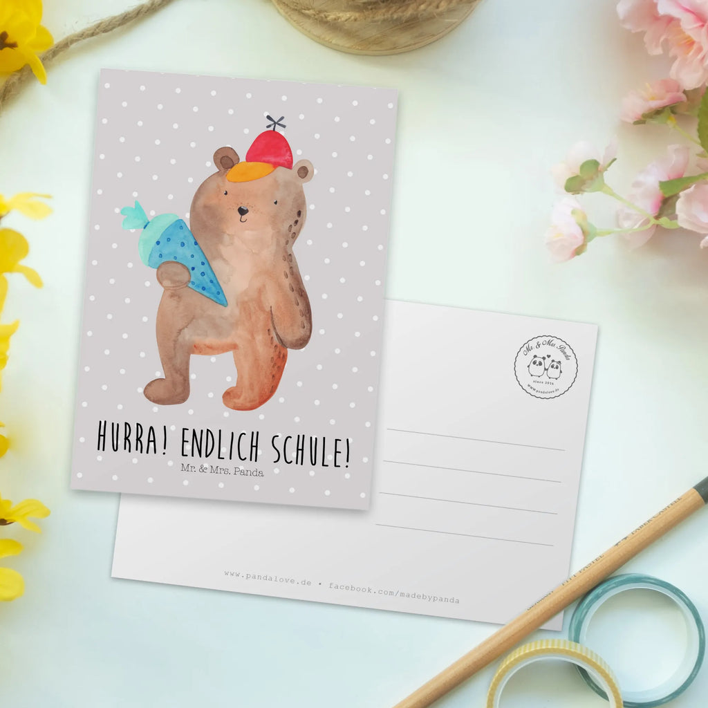 Postkarte Bär Schultüte Grußkarte, Motivkarte, Fotokarte, bildkarte, Ansichtskarten, einzelkarte, Designkarte, Postkarte, Kunstkarten, spruchkarte, Postkarten, Ansichtskarte, kunstkarte, Teddy, Bär, Teddybär, Schulbeginn, Schultüte, Schulanfang, Erster Schultag Geschenk, Einschulung Geschenk, Grundschule, Schule Geschenk, Bär Motiv