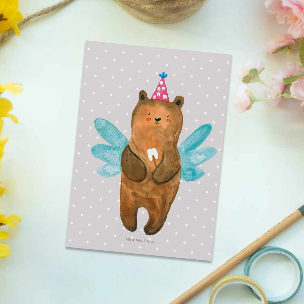 Postkarte Bär Zahnfee Postkarte, Fotokarte, Kunstkarten, kunstkarte, Ansichtskarte, Postkarten, einzelkarte, Motivkarte, Ansichtskarten, spruchkarte, Designkarte, Grußkarte, bildkarte, Teddy, Teddybär, Bär, Fee, Milchzahn, Zahnfee, Erster Zahn