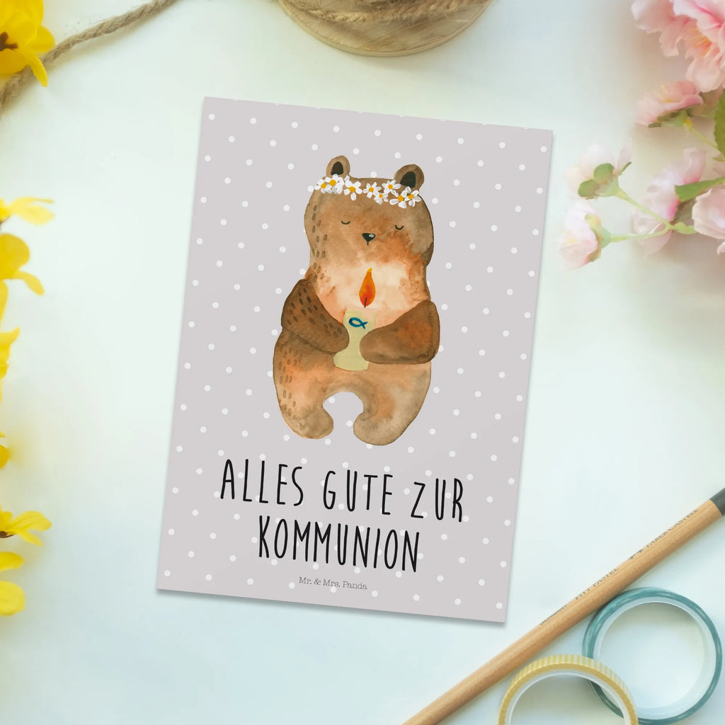 Postcard bear communion Ansichtskarten, Einladungskarten Geburtstag, Grußkarte, Karte, Dankeskarte, Geburtstagskarte, Postkarte, Einladung, Einladung Geburtstag, Geschenkkarte, Einladungskarte, Ansichtskarte, Bär, Teddy, Teddybär, katholisch, Kommunion, Taufkerze, Gottes Segen