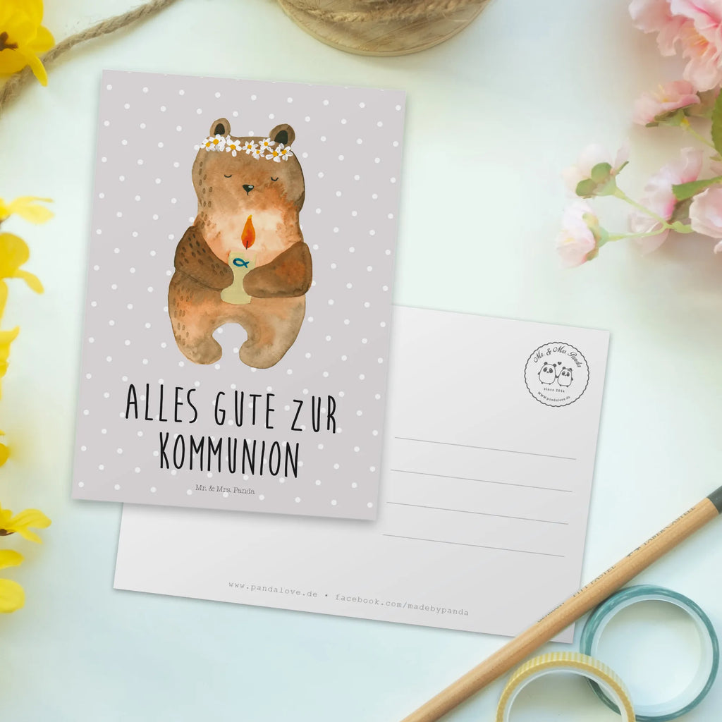 Postcard bear communion Ansichtskarten, Einladungskarten Geburtstag, Grußkarte, Karte, Dankeskarte, Geburtstagskarte, Postkarte, Einladung, Einladung Geburtstag, Geschenkkarte, Einladungskarte, Ansichtskarte, Bär, Teddy, Teddybär, katholisch, Kommunion, Taufkerze, Gottes Segen
