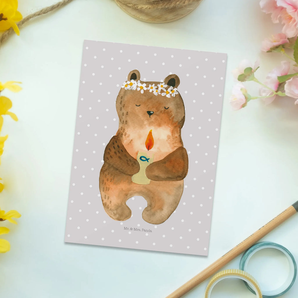 Postcard bear communion Ansichtskarten, Einladungskarten Geburtstag, Grußkarte, Karte, Dankeskarte, Geburtstagskarte, Postkarte, Einladung, Einladung Geburtstag, Geschenkkarte, Einladungskarte, Ansichtskarte, Bär, Teddy, Teddybär, katholisch, Kommunion, Taufkerze, Gottes Segen
