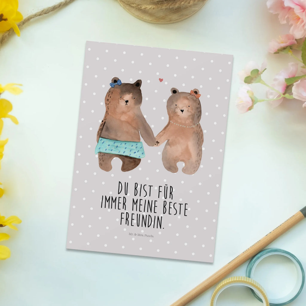 Pocztówka Niedźwiedź przyjaciółka Einladungskarte, Dankeskarte, Geburtstagskarte, Ansichtskarten, Ansichtskarte, Karte, Postkarte, Grußkarte, Einladungskarten Geburtstag, Einladung Geburtstag, Geschenkkarte, Einladung, Bär, Teddy, Teddybär, Bär Freundin Beste Freund Liebe Liebesbeweis Verliebt Kumpel Kumpeliene