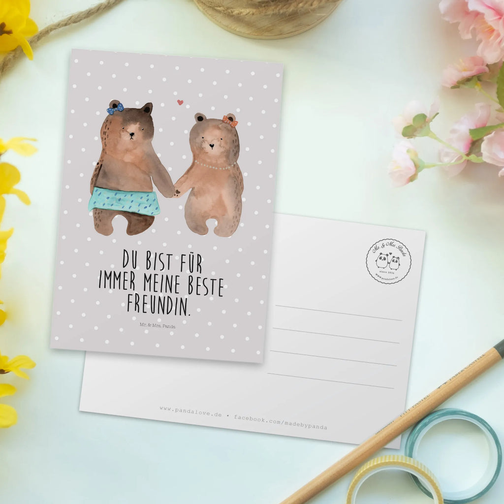 Pocztówka Niedźwiedź przyjaciółka Einladungskarte, Dankeskarte, Geburtstagskarte, Ansichtskarten, Ansichtskarte, Karte, Postkarte, Grußkarte, Einladungskarten Geburtstag, Einladung Geburtstag, Geschenkkarte, Einladung, Bär, Teddy, Teddybär, Bär Freundin Beste Freund Liebe Liebesbeweis Verliebt Kumpel Kumpeliene