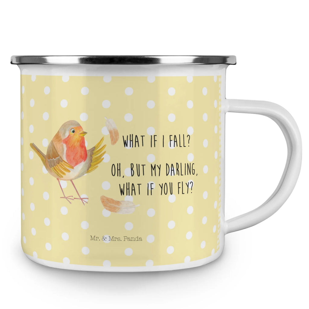 Kempingowy kubek emaliowany rudzik Pióra Motywy zwierzęce, dobra energia, zabawne powiedzonka, zwierzęta