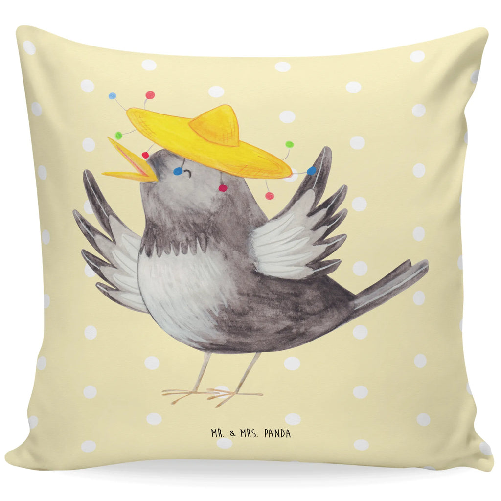 Cushion Crow sombrero Pillow, 40x40, pad, 40 x 40, pillow case, fluffy, settee, couch, pillows, cushion, sofa, bed, bedroom, soft, small animals, cute, funny, cute animal motives, hand drawn, small world, funny sayings, good mood, happy, gifts, gift ideas, special gifts, animal lover, card, Raven, Be happy, Motivation, Bird, Saying positive, Magpie, Happiness Saying, Birds