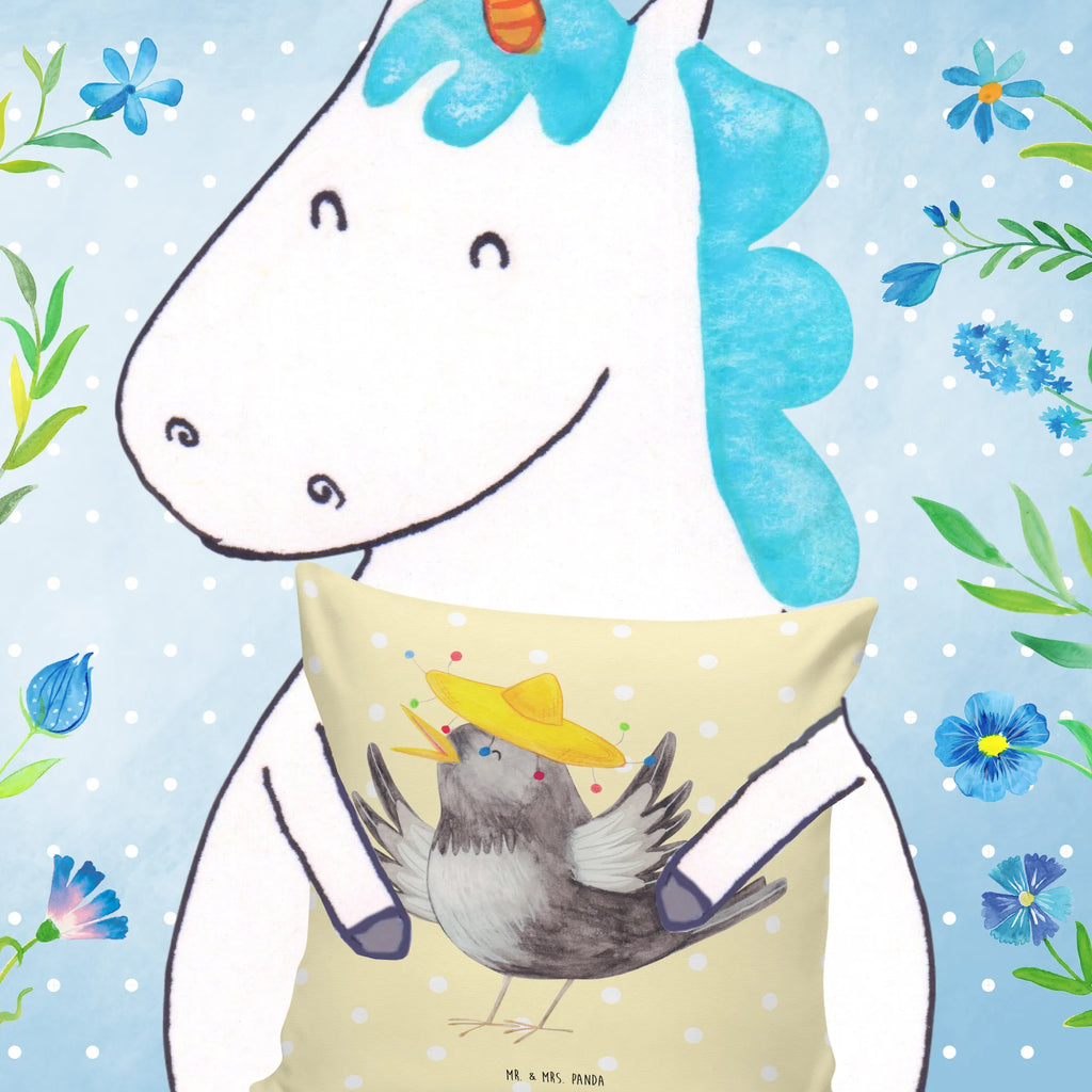 Cushion Crow sombrero Pillow, 40x40, pad, 40 x 40, pillow case, fluffy, settee, couch, pillows, cushion, sofa, bed, bedroom, soft, small animals, cute, funny, cute animal motives, hand drawn, small world, funny sayings, good mood, happy, gifts, gift ideas, special gifts, animal lover, card, Raven, Be happy, Motivation, Bird, Saying positive, Magpie, Happiness Saying, Birds