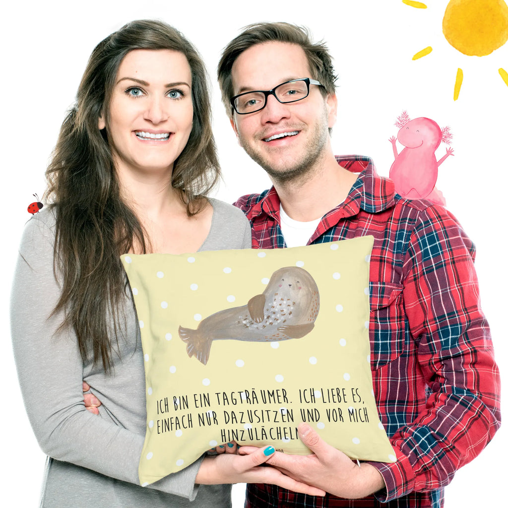 Cushion seal Laugh pad, bedroom, fluffy, 40 x 40, couch, pillows, settee, pillow case, sofa, cushion, Pillow, 40x40, bed, soft, small animals, cute, funny, cute animal motives, hand drawn, small world, funny sayings, good mood, happy, gifts, gift ideas, special gifts, animal lover, card, Beach, North Sea, Baltic Sea, Seal, Sea animal, Seals