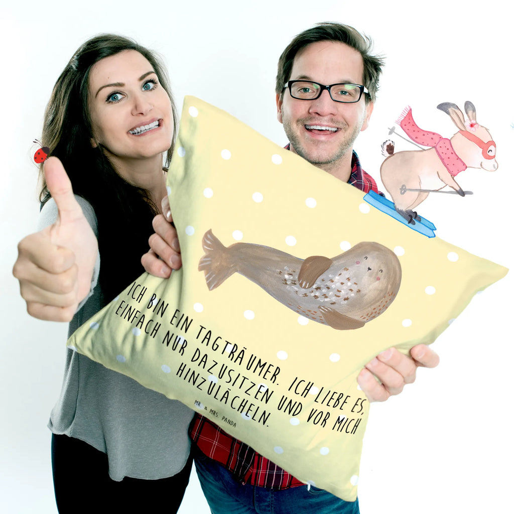 Cushion seal Laugh pad, bedroom, fluffy, 40 x 40, couch, pillows, settee, pillow case, sofa, cushion, Pillow, 40x40, bed, soft, small animals, cute, funny, cute animal motives, hand drawn, small world, funny sayings, good mood, happy, gifts, gift ideas, special gifts, animal lover, card, Beach, North Sea, Baltic Sea, Seal, Sea animal, Seals