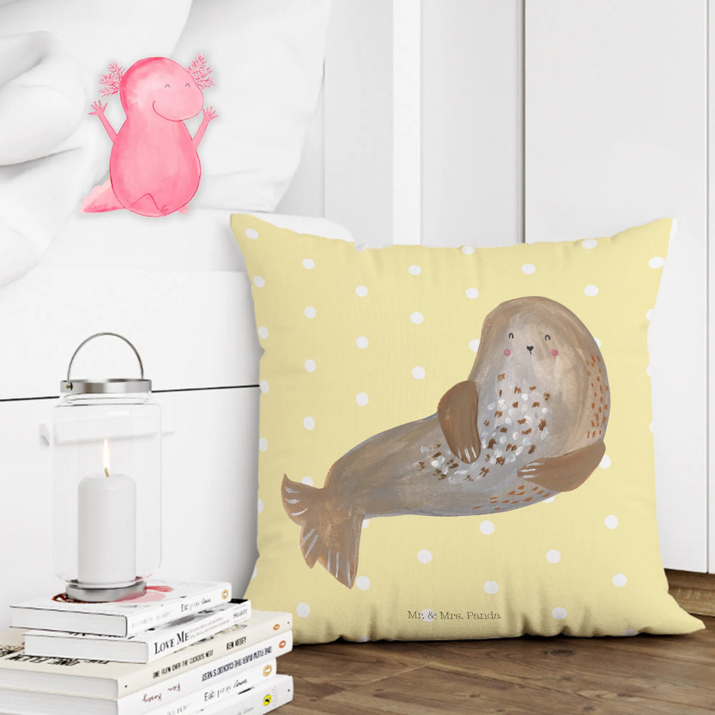 Cushion seal Laugh pad, bedroom, fluffy, 40 x 40, couch, pillows, settee, pillow case, sofa, cushion, Pillow, 40x40, bed, soft, small animals, cute, funny, cute animal motives, hand drawn, small world, funny sayings, good mood, happy, gifts, gift ideas, special gifts, animal lover, card, Beach, North Sea, Baltic Sea, Seal, Sea animal, Seals